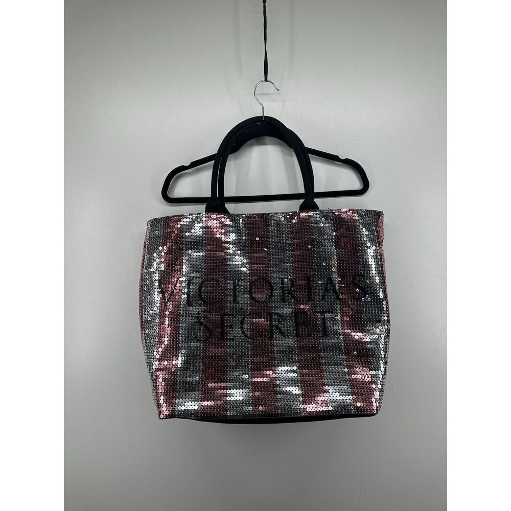 Victoria’s Secret Y2K 2000’s Sequin Silver Pink Bedazzled Metallic Tote Bag